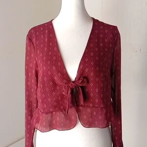 Don't ask why Sheer Women's Crop Top Long-sleeve One Size Burgundy